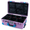 Pelican 1535 Air Case, Lilac with Blue Handles, Latches & Trolley TrekPak Divider System with Mesh Lid Organizer ColorCase 015350-0120-540-121-120