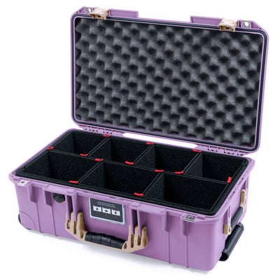 Pelican 1535 Air Case, Lilac with Desert Tan Handles & Latches TrekPak Divider System with Convoluted Lid Foam ColorCase 015350-0020-540-311