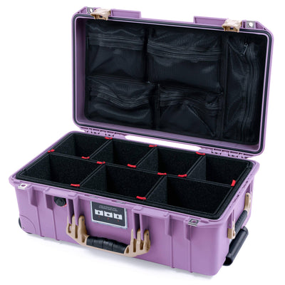 Pelican 1535 Air Case, Lilac with Desert Tan Handles & Latches TrekPak Divider System with Mesh Lid Organizer ColorCase 015350-0120-540-311