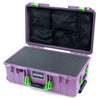 Pelican 1535 Air Case, Lilac with Lime Green Handles & Latches Pick & Pluck Foam with Mesh Lid Organizer ColorCase 015350-0101-540-301