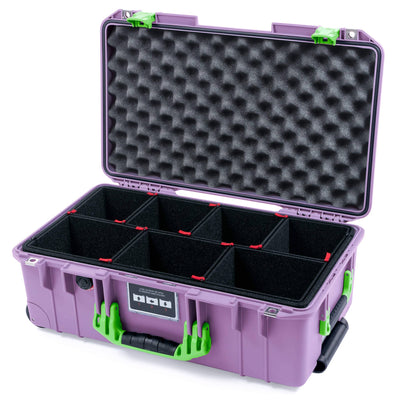 Pelican 1535 Air Case, Lilac with Lime Green Handles & Latches TrekPak Divider System with Convoluted Lid Foam ColorCase 015350-0020-540-301