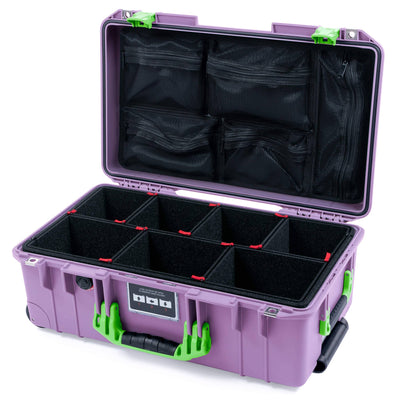 Pelican 1535 Air Case, Lilac with Lime Green Handles & Latches TrekPak Divider System with Mesh Lid Organizer ColorCase 015350-0120-540-301