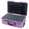 Pelican 1535 Air Case, Lilac with Magenta Handles & Latches Pick & Pluck Foam with Laptop Computer Lid Pouch ColorCase 015350-0201-540-401