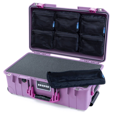 Pelican 1535 Air Case, Lilac with Magenta Handles & Latches Pick & Pluck Foam with 7-Piece Removable Mesh Pouches ColorCase 015350-0701-540-401