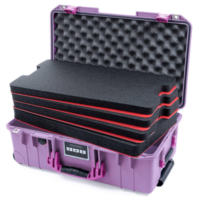 Pelican 1535 Air Case, Lilac with Magenta Handles & Latches Custom Tool Kit (4 Foam Inserts with Convoluted Lid Foam) ColorCase 015350-0060-540-401