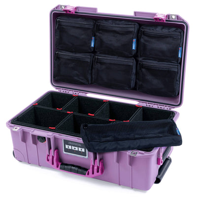 Pelican 1535 Air Case, Lilac with Magenta Handles & Latches TrekPak Divider System with 7-Piece Removable Mesh Pouches ColorCase 015350-0720-540-401