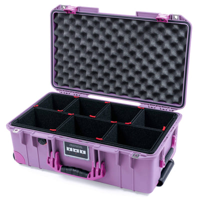 Pelican 1535 Air Case, Lilac with Magenta Handles, Latches & Trolley TrekPak Divider System with Convoluted Lid Foam ColorCase 015350-0020-540-401-400