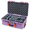 Pelican 1535 Air Case, Lilac with Orange Handles & Latches Gray Padded Microfiber Dividers with Convoluted Lid Foam ColorCase 015350-0070-540-151