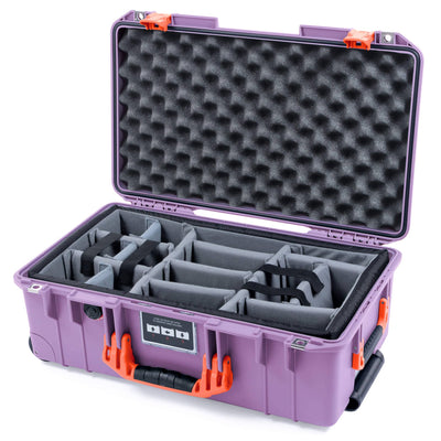 Pelican 1535 Air Case, Lilac with Orange Handles & Latches Gray Padded Microfiber Dividers with Convoluted Lid Foam ColorCase 015350-0070-540-151