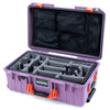 Pelican 1535 Air Case, Lilac with Orange Handles & Latches Gray Padded Microfiber Dividers with Mesh Lid Organizer ColorCase 015350-0170-540-151