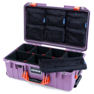 Pelican 1535 Air Case, Lilac with Orange Handles & Latches Pick & Pluck Foam with 7-Piece Removable Mesh Pouches ColorCase 015350-0701-540-151