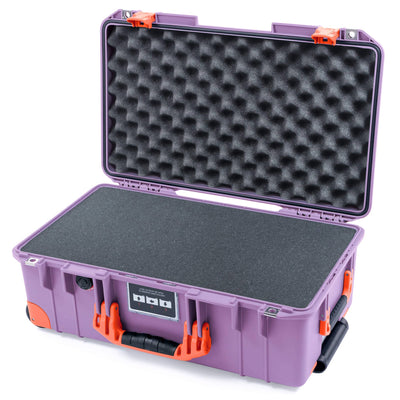 Pelican 1535 Air Case, Lilac with Orange Handles, Latches & Trolley Pick & Pluck Foam with Convoluted Lid Foam ColorCase 015350-0001-540-151-150