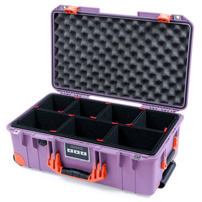 Pelican 1535 Air Case, Lilac with Orange Handles, Latches & Trolley TrekPak Divider System with Convoluted Lid Foam ColorCase 015350-0020-540-151-150