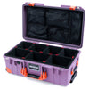 Pelican 1535 Air Case, Lilac with Orange Handles, Latches & Trolley TrekPak Divider System with Mesh Lid Organizer ColorCase 015350-0120-540-151-150