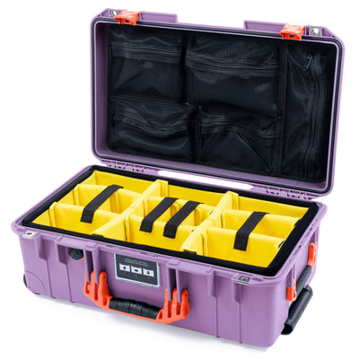 Pelican 1535 Air Case, Lilac with Orange Handles & Latches Yellow Padded Microfiber Dividers with Mesh Lid Organizer ColorCase 015350-0110-540-151