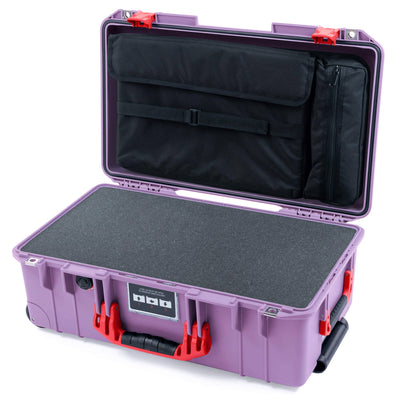 Pelican 1535 Air Case, Lilac with Red Handles & Latches Pick & Pluck Foam with Computer Pouch ColorCase 015350-0201-540-321