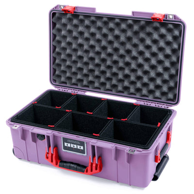 Pelican 1535 Air Case, Lilac with Red Handles & Latches TrekPak Divider System with Convoluted Lid Foam ColorCase 015350-0020-540-321