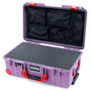 Pelican 1535 Air Case, Lilac with Red Handles, Latches & Trolley Pick & Pluck Foam with Mesh Lid Organizer ColorCase 015350-0101-540-321-320