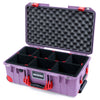 Pelican 1535 Air Case, Lilac with Red Handles, Latches & Trolley TrekPak Divider System with Convoluted Lid Foam ColorCase 015350-0020-540-321-320