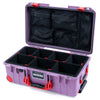 Pelican 1535 Air Case, Lilac with Red Handles, Latches & Trolley TrekPak Divider System with Mesh Lid Organizer ColorCase 015350-0120-540-321-320