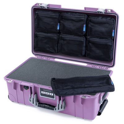 Pelican 1535 Air Case, Lilac with Silver Handles & Latches Pick & Pluck Foam with 7-Piece Removable Mesh Pouches ColorCase 015350-0701-540-181