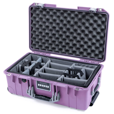 Pelican 1535 Air Case, Lilac with Silver Handles & Latches Gray Padded Microfiber Dividers with Convoluted Lid Foam ColorCase 015350-0070-540-181