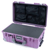 Pelican 1535 Air Case, Lilac with Silver Handles, Latches & Trolley Pick & Pluck Foam with Mesh Lid Organizer ColorCase 015350-0101-540-181-180