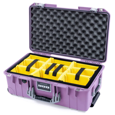 Pelican 1535 Air Case, Lilac with Silver Handles & Latches Yellow Padded Microfiber Dividers with Convoluted Lid Foam ColorCase 015350-0010-540-181