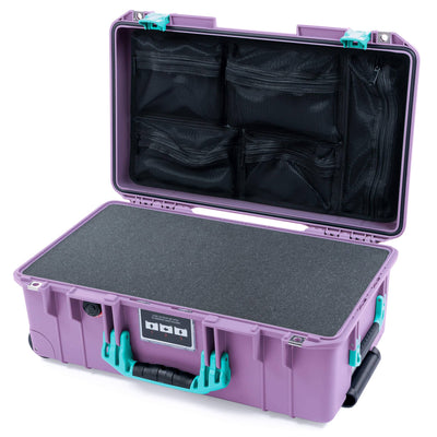 Pelican 1535 Air Case, Lilac with Teal Handles & Latches Pick & Pluck Foam with Mesh Lid Organizer ColorCase 015350-0101-540-591