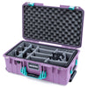 Pelican 1535 Air Case, Lilac with Teal Handles & Latches Gray Padded Microfiber Dividers with Convoluted Lid Foam ColorCase 015350-0070-540-591