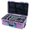 Pelican 1535 Air Case, Lilac with Teal Handles & Latches Gray Padded Microfiber Dividers with Mesh Lid Organizer ColorCase 015350-0170-540-591