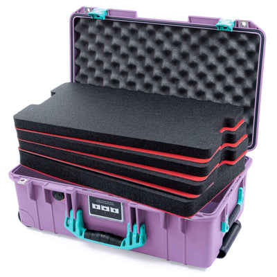 Pelican 1535 Air Case, Lilac with Teal Handles & Latches Custom Tool Kit (4 Foam Inserts with Convoluted Lid Foam) ColorCase 015350-0060-540-591