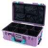 Pelican 1535 Air Case, Lilac with Teal Handles & Latches TrekPak Divider System with Mesh Lid Organizer ColorCase 015350-0120-540-591