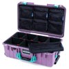 Pelican 1535 Air Case, Lilac with Teal Handles & Latches TrekPak Divider System with 7-Piece Removable Mesh Pouches ColorCase 015350-0720-540-591