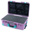 Pelican 1535 Air Case, Lilac with Teal Handles, Latches & Trolley Pick & Pluck Foam with Mesh Lid Organizer ColorCase 015350-0101-540-591-590