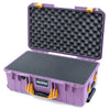 Pelican 1535 Air Case, Lilac with Yellow Handles & Latches Pick & Pluck Foam with Convoluted Lid Foam ColorCase 015350-0001-540-241