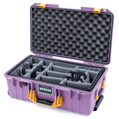 Pelican 1535 Air Case, Lilac with Yellow Handles & Latches Gray Padded Microfiber Dividers with Convoluted Lid Foam ColorCase 015350-0070-540-241