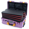 Pelican 1535 Air Case, Lilac with Yellow Handles & Latches Custom Tool Kit (4 Foam Inserts with Mesh Lid Organizer) ColorCase 015350-0160-540-241