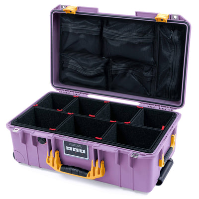 Pelican 1535 Air Case, Lilac with Yellow Handles & Latches TrekPak Divider System with Mesh Lid Organizer ColorCase 015350-0120-540-241