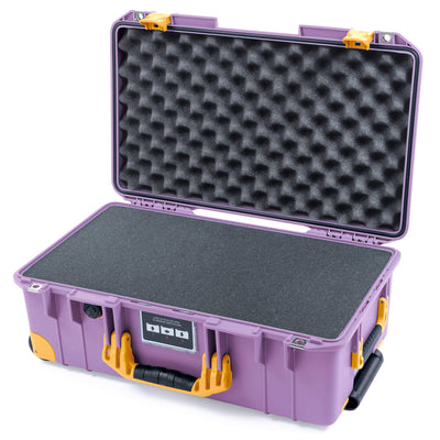 Pelican 1535 Air Case, Lilac with Yellow Handles, Latches & Trolley Pick & Pluck Foam with Convoluted Lid Foam ColorCase 015350-0001-540-241-240