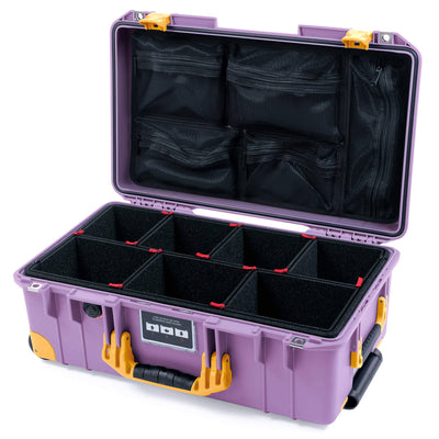 Pelican 1535 Air Case, Lilac with Yellow Handles, Latches & Trolley TrekPak Divider System with Mesh Lid Organizer ColorCase 015350-0120-540-241-240