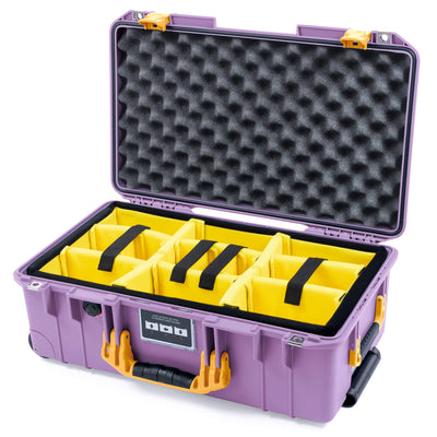 Pelican 1535 Air Case, Lilac with Yellow Handles & Latches Yellow Padded Microfiber Dividers with Convoluted Lid Foam ColorCase 015350-0010-540-241