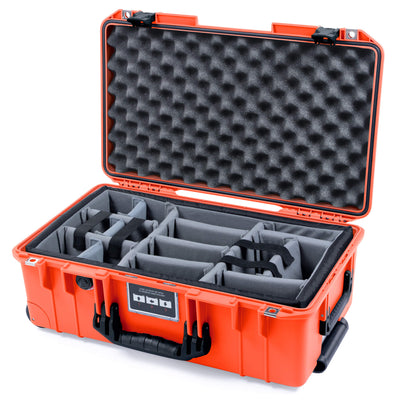 Pelican 1535 Air Case, Orange with Black Handles & Latches Gray Padded Microfiber Dividers with Convoluted Lid Foam ColorCase 015350-0070-150-111