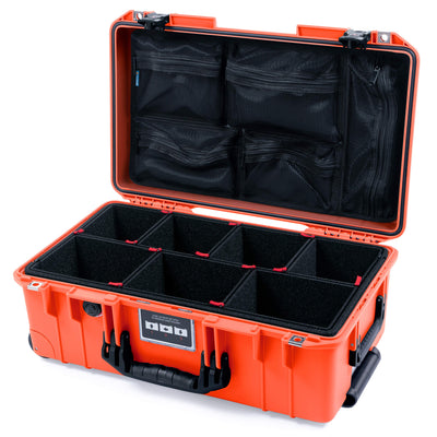 Pelican 1535 Air Case, Orange with Black Handles & TSA Locking Latches TrekPak Divider System with Mesh Lid Organizer ColorCase 015350-0120-150-L10