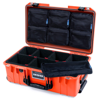 Pelican 1535 Air Case, Orange with Black Handles & Latches TrekPak Divider System with 7-Piece Removable Mesh Pouches ColorCase 015350-0720-150-111