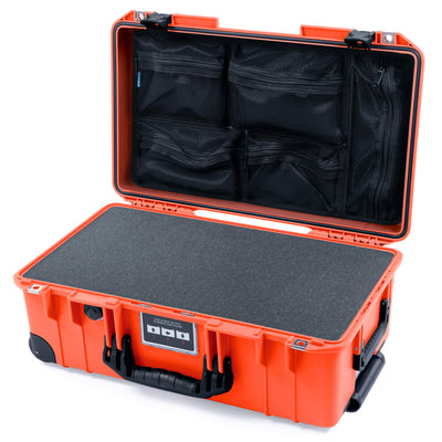 Pelican 1535 Air Case, Orange with Black Handles, Latches & Trolley Pick & Pluck Foam with Mesh Lid Organizer ColorCase 015350-0101-150-111-110