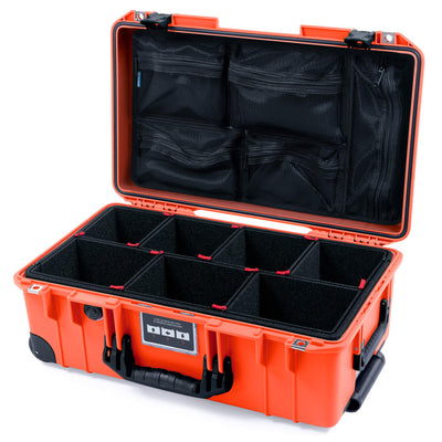 Pelican 1535 Air Case, Orange with Black Handles, Latches & Trolley TrekPak Divider System with Mesh Lid Organizer ColorCase 015350-0120-150-111-110