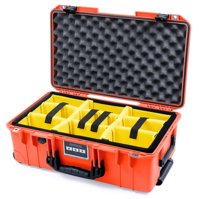 Pelican 1535 Air Case, Orange with Black Handles & Latches Yellow Padded Microfiber Dividers with Convoluted Lid Foam ColorCase 015350-0010-150-111