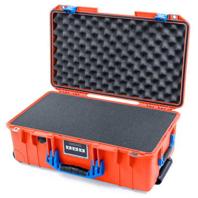 Pelican 1535 Air Case, Orange with Blue Handles & Latches Pick & Pluck Foam with Convoluted Lid Foam ColorCase 015350-0001-150-121