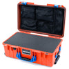 Pelican 1535 Air Case, Orange with Blue Handles & Latches Pick & Pluck Foam with Mesh Lid Organizer ColorCase 015350-0101-150-121